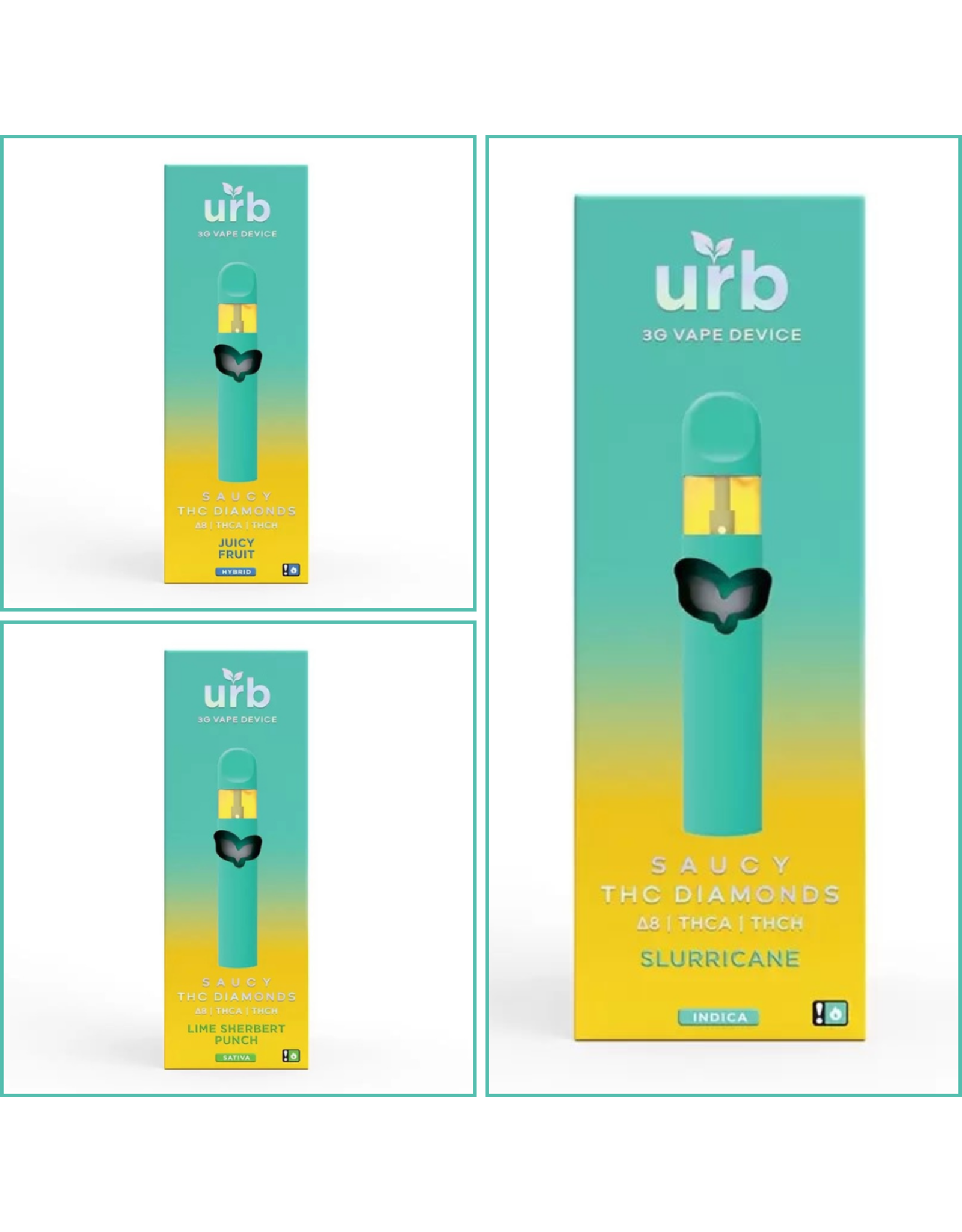 URB URB Saucy THC Diamonds Delta-8 THCa THCH 3gr Disposable