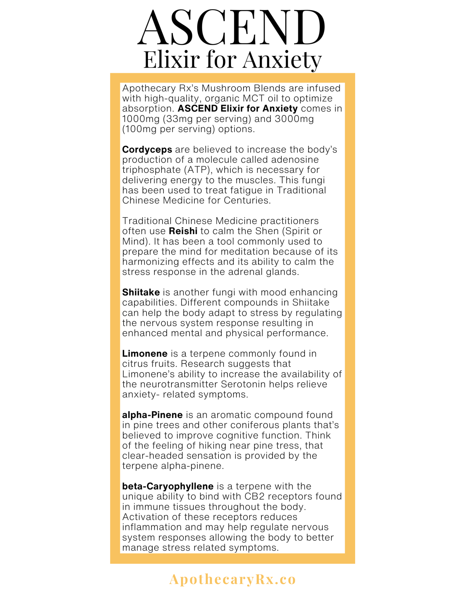 Apothecary Rx Apothecary Rx ASCEND Elixir for Anxiety 30ml