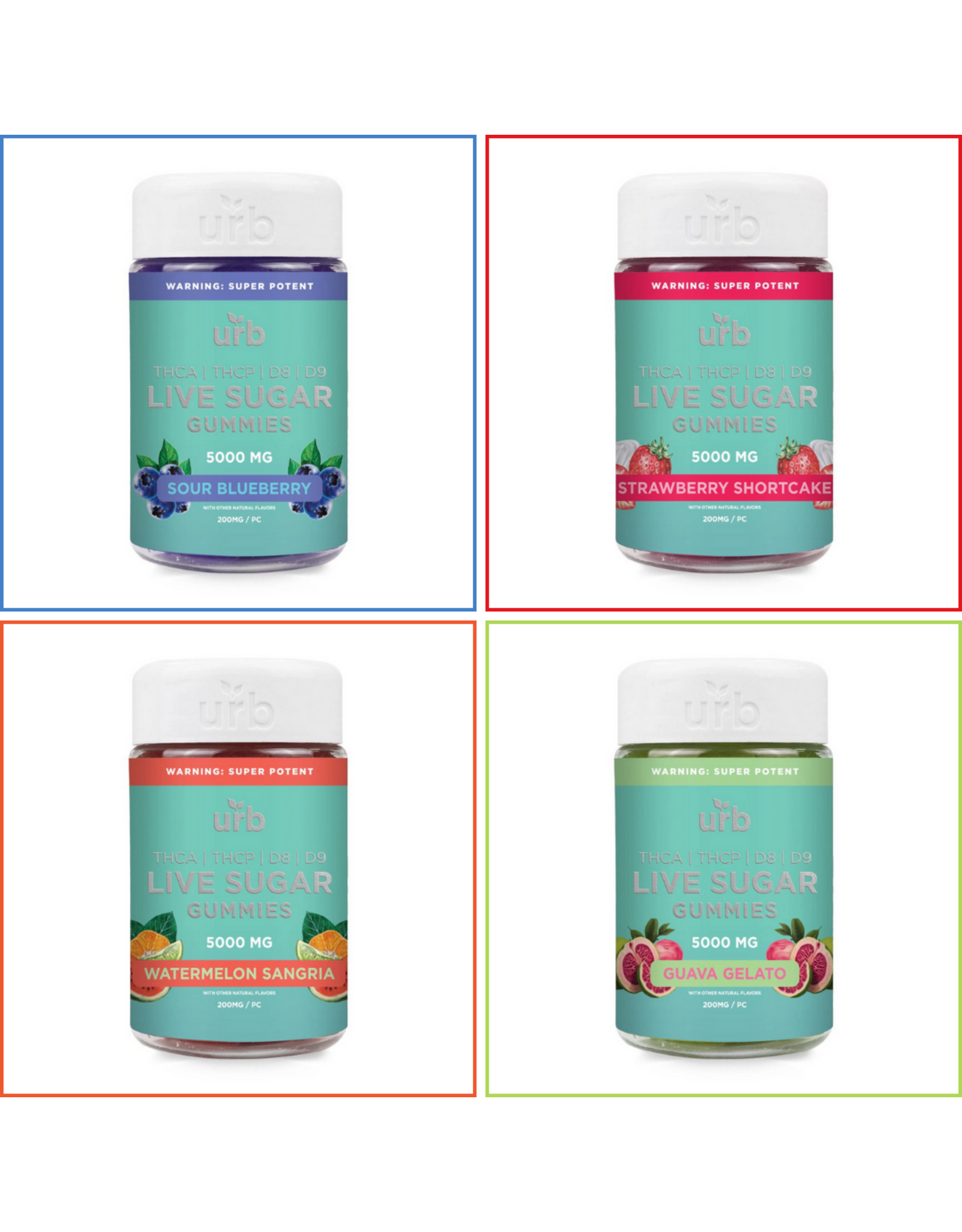 URB URB Live Sugar Gummies THCa THCP Delta-8 Delta-9 200mg 25ct
