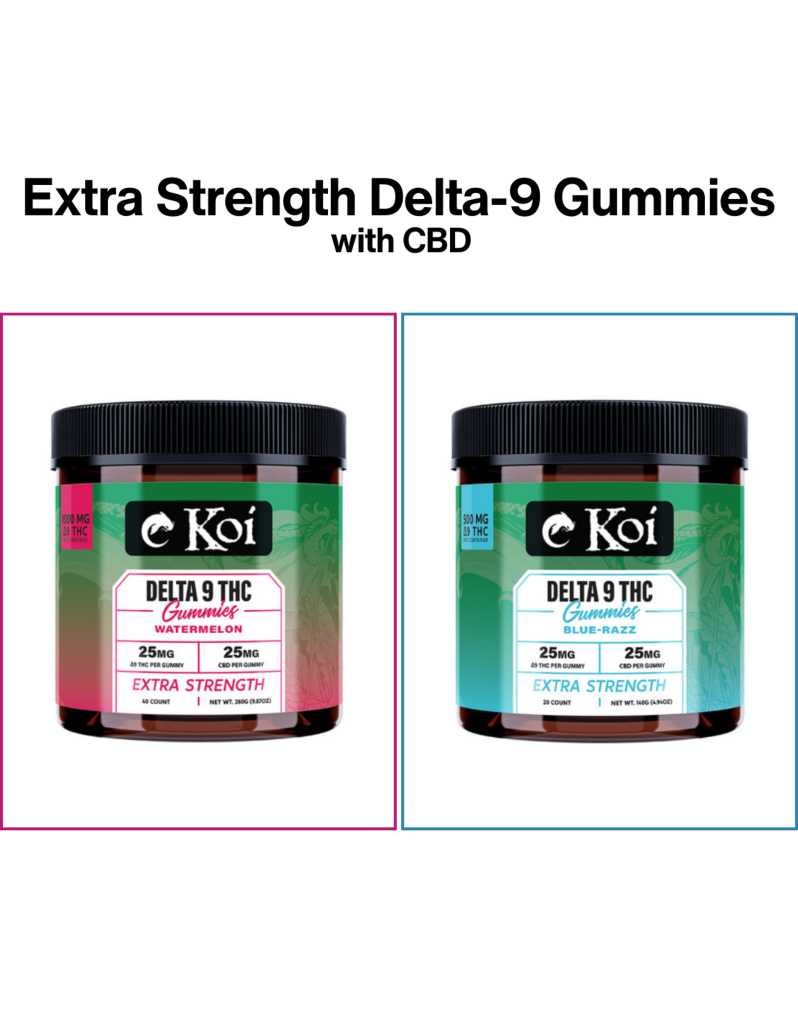 Koi Koi 25mg Delta-9 25mg CBD Extra Strength Gummies 20ct