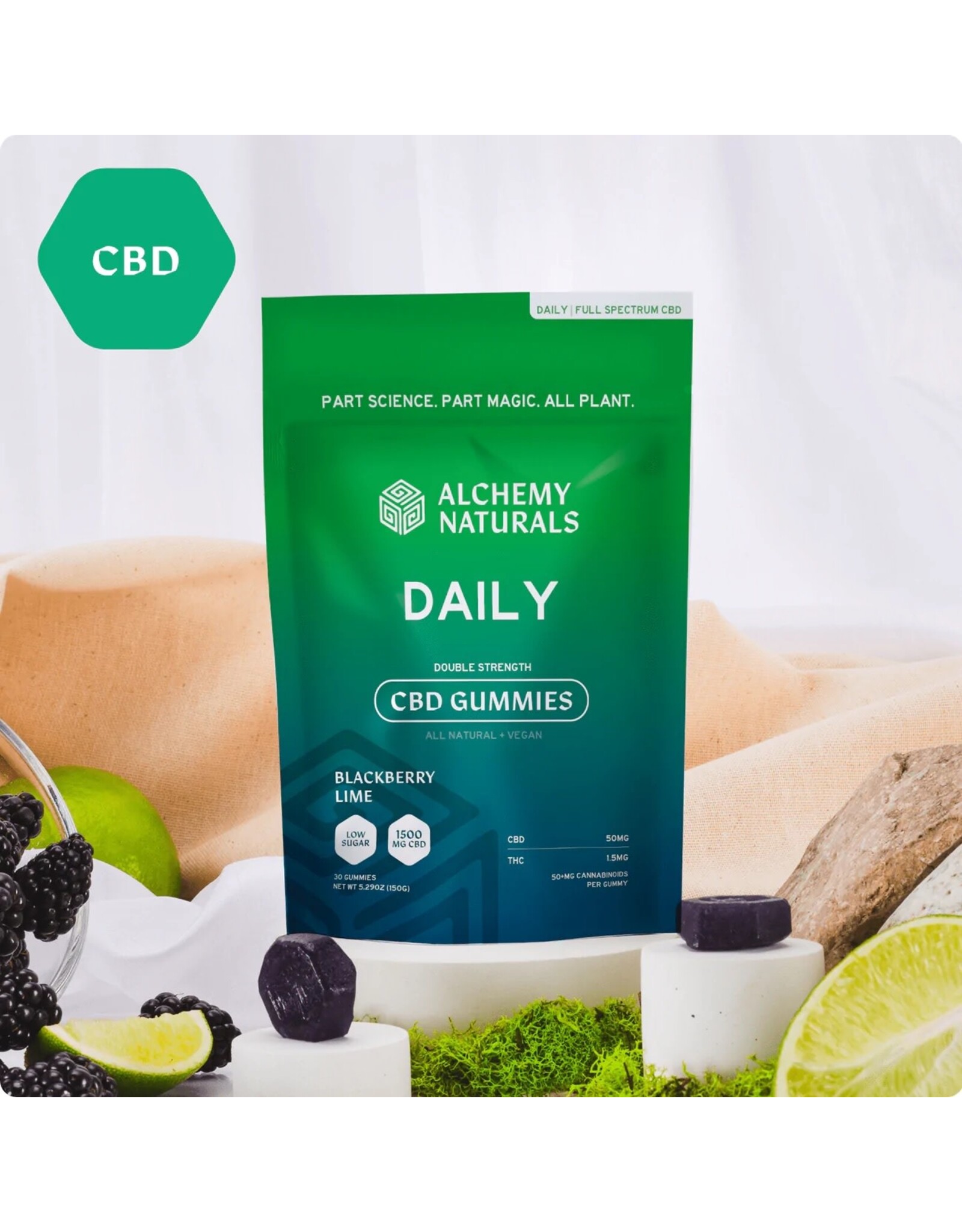 Alchemy Naturals Alchemy Naturals 50mg Full Spectrum CBD Gummies 30ct