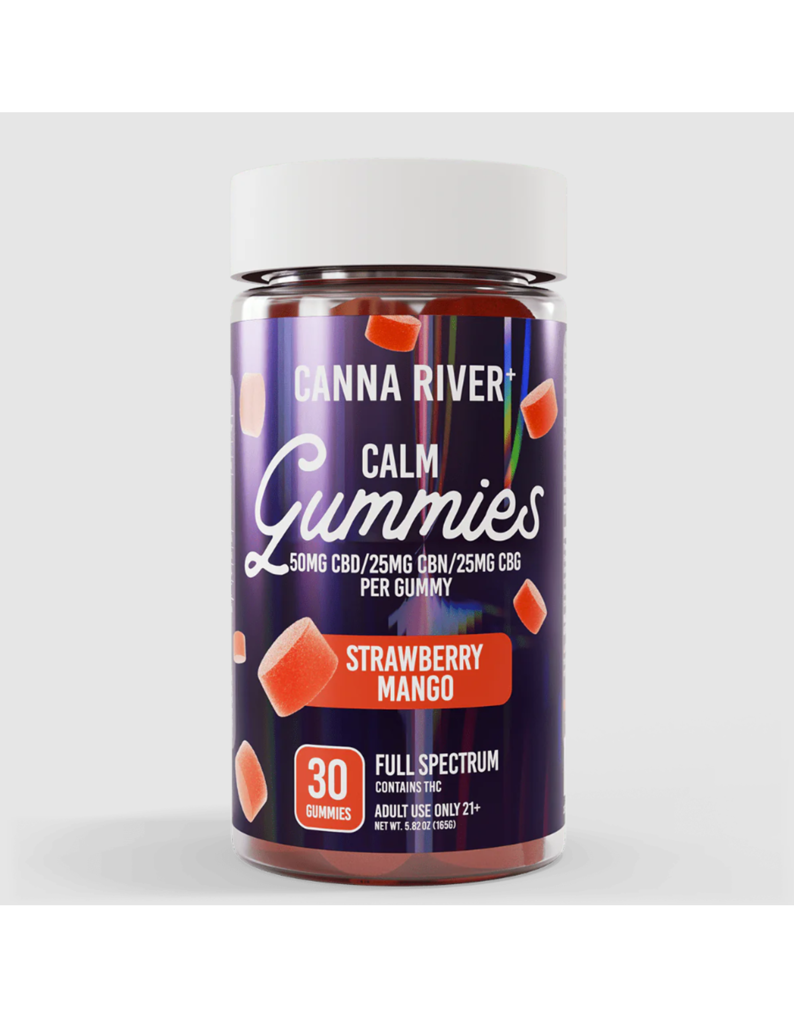 Canna River Canna River 100mg Full Spectrum CBD CBN CBN 2:1:1 Calm Gummies 30ct Strawberry Mango