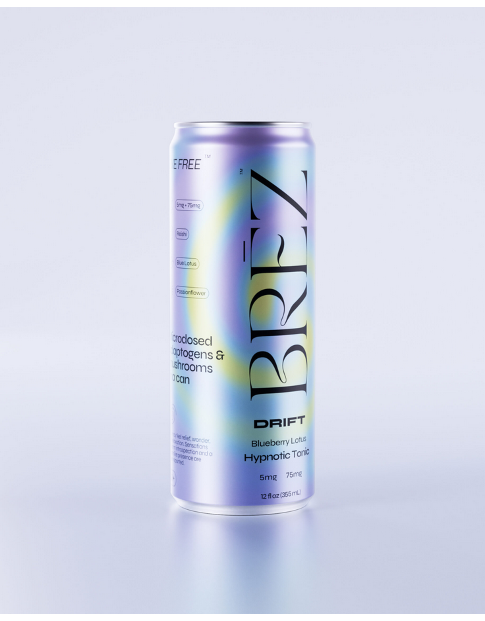 Brez Brez Drift Blueberry Lotus 5mg THC 75mg CBD Adaptogens 12oz