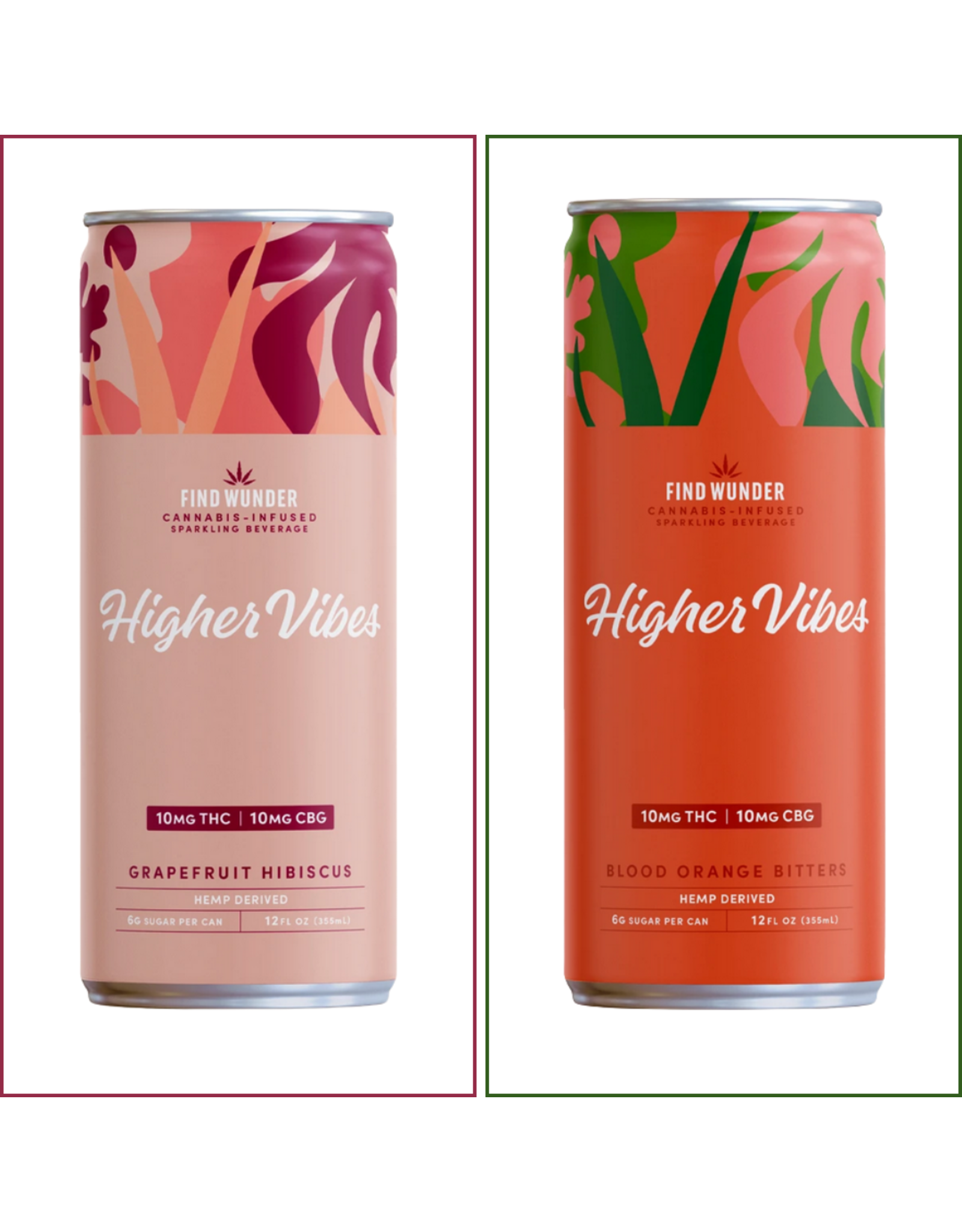 Find Wunder Find Wunder Higher Vibes 10mg Delta-9 10mg CBG Sparkling Beverage 12floz