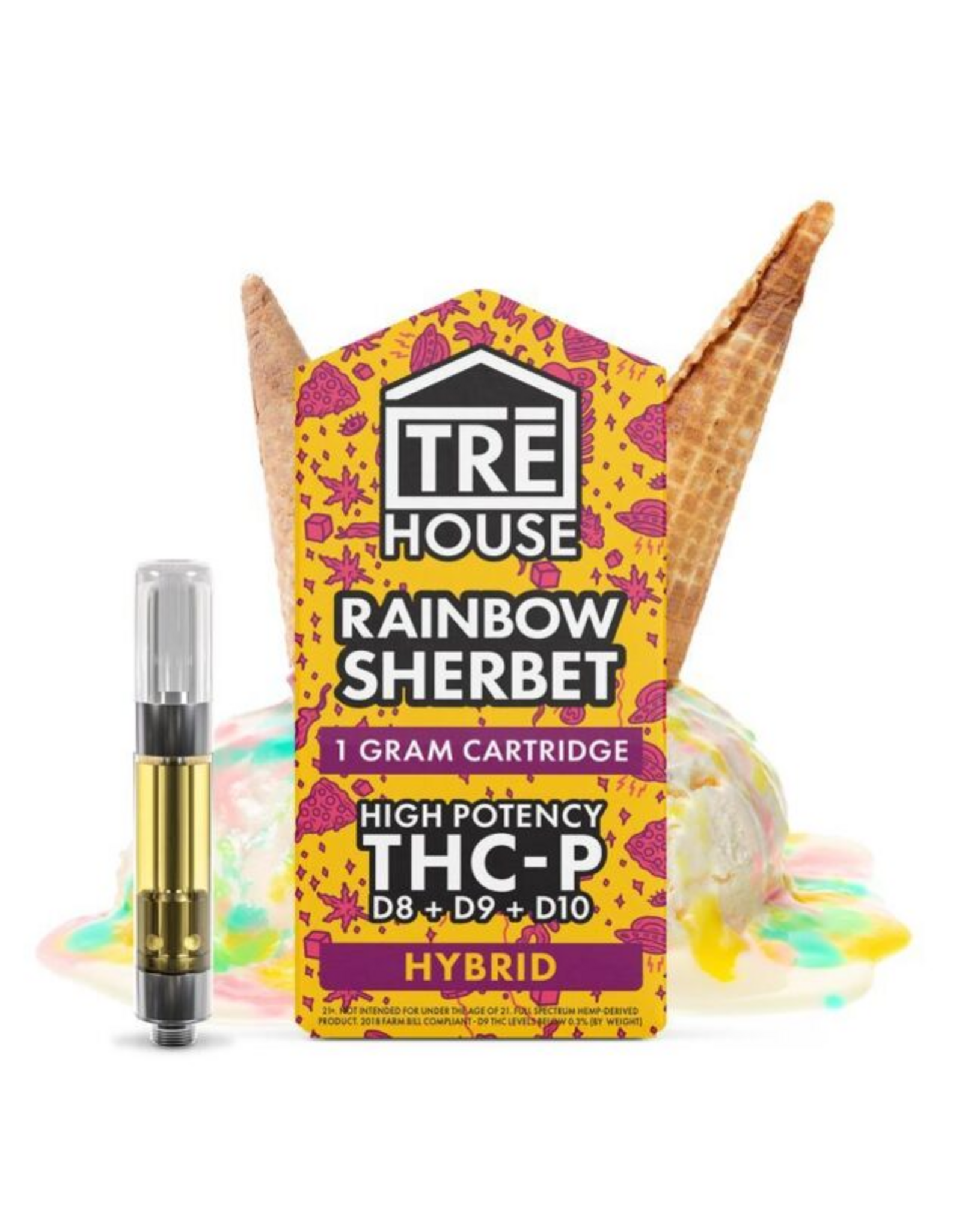 Tre House Tre House Delta-8 Delta-9 Delta-10 THCP Rainbow Sherbet Cartridge 1g
