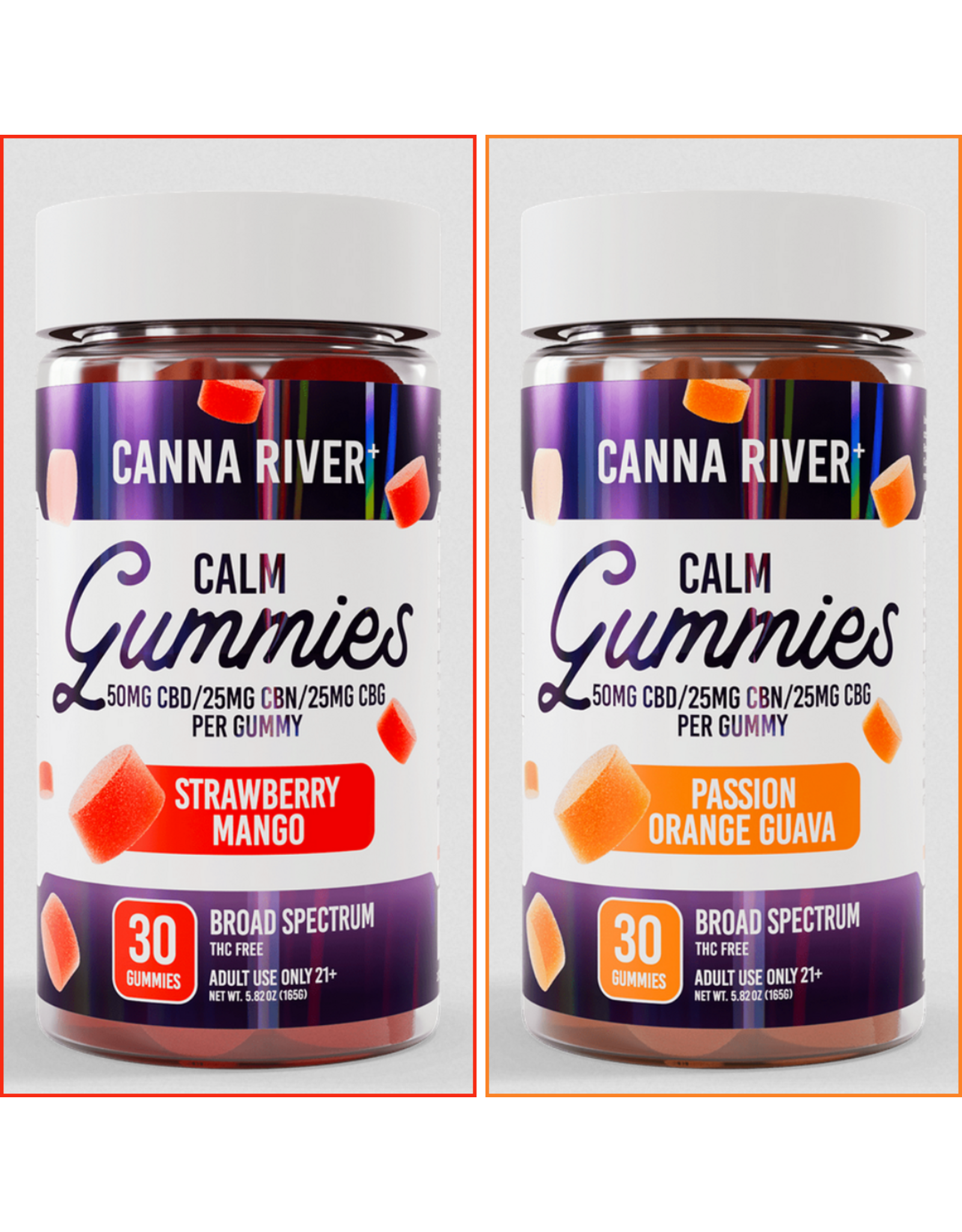 Canna River Canna River 100mg Broad Spectrum CBD CBG CBN Calm Gummies 2:1:1 30ct
