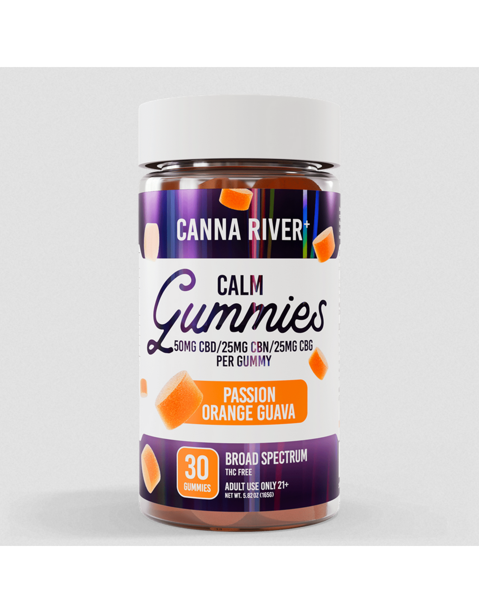Canna River Canna River 100mg Broad Spectrum CBD CBG CBN Calm Gummies 2:1:1 30ct