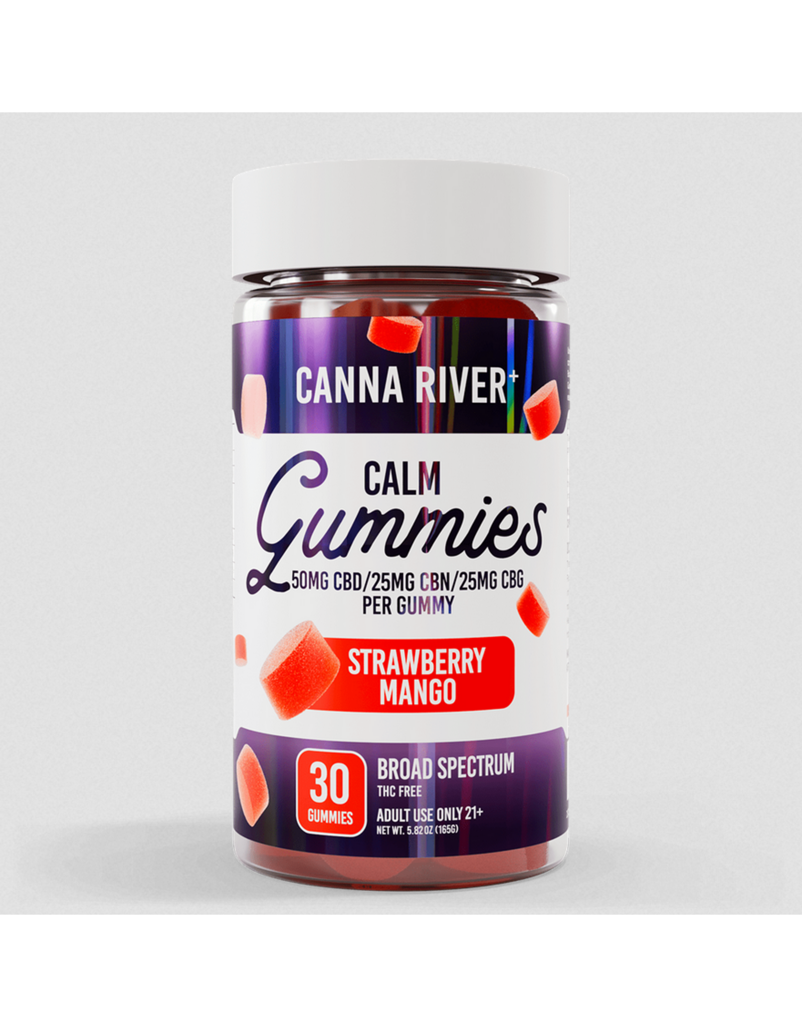 Canna River Canna River 100mg Broad Spectrum CBD CBG CBN Calm Gummies 2:1:1 30ct