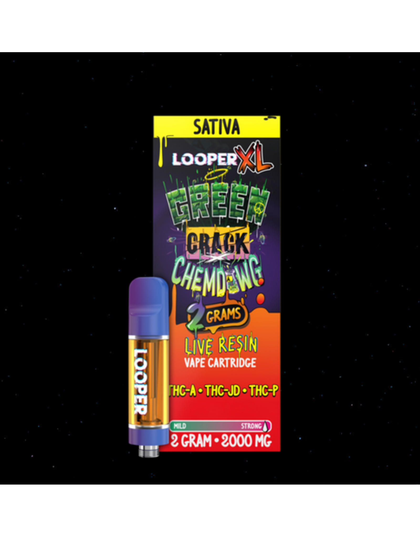 Looper Looper XL THCA THCJD THCP Live Resin Green Crack Chemdawg Sativa Cartridge 2g