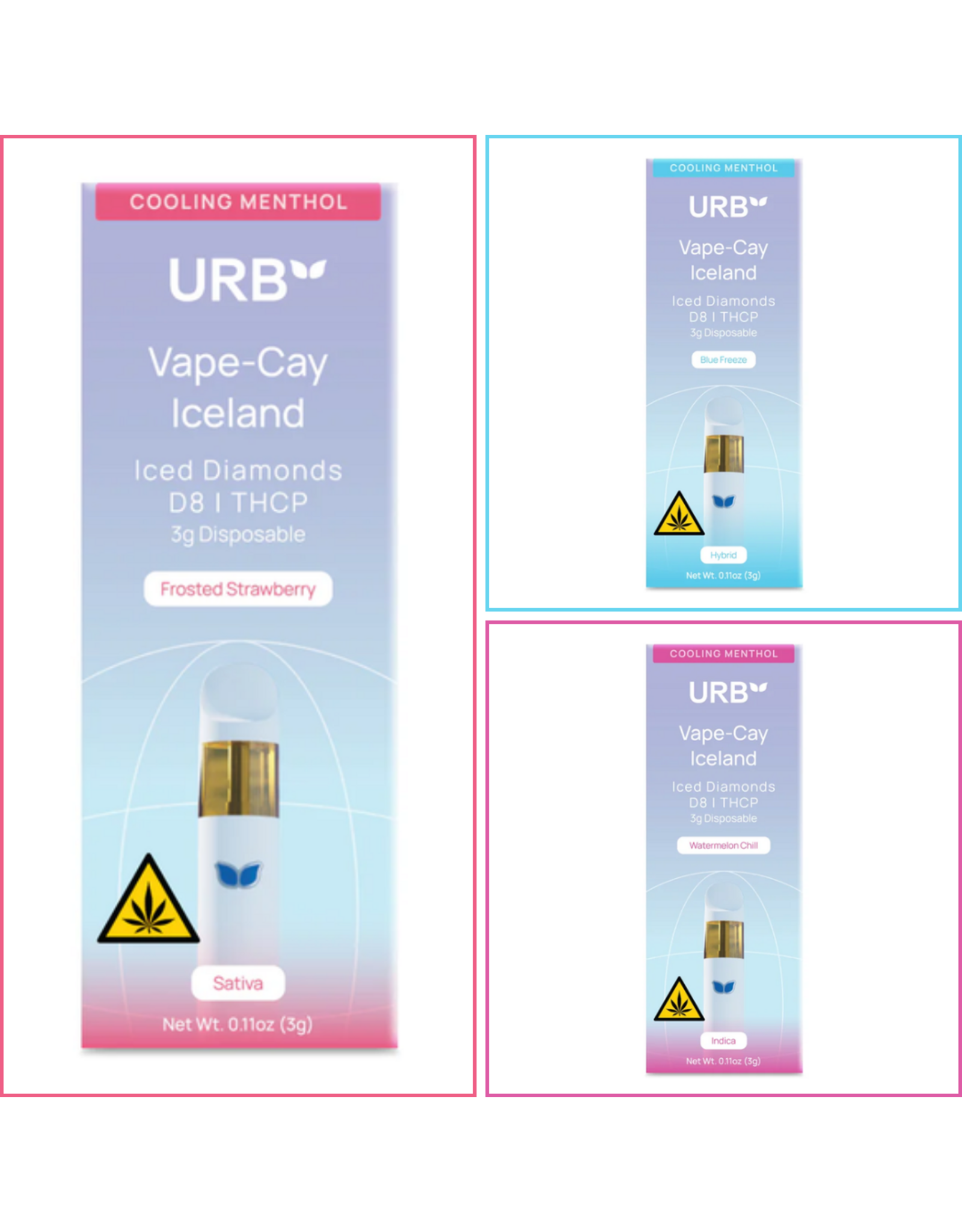 URB Urb Vape-Cay Iceland Iced Diamonds Cooling Menthol Disposable 3gr