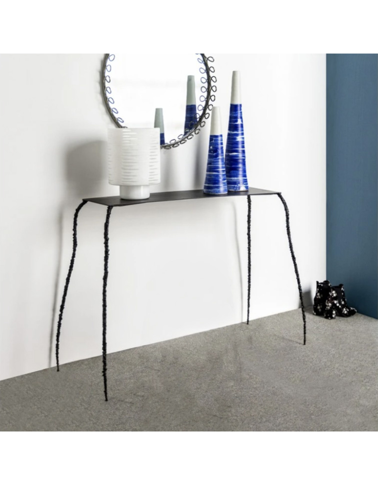 Gold Leaf Design Hand Forged Iron Sofa Table
