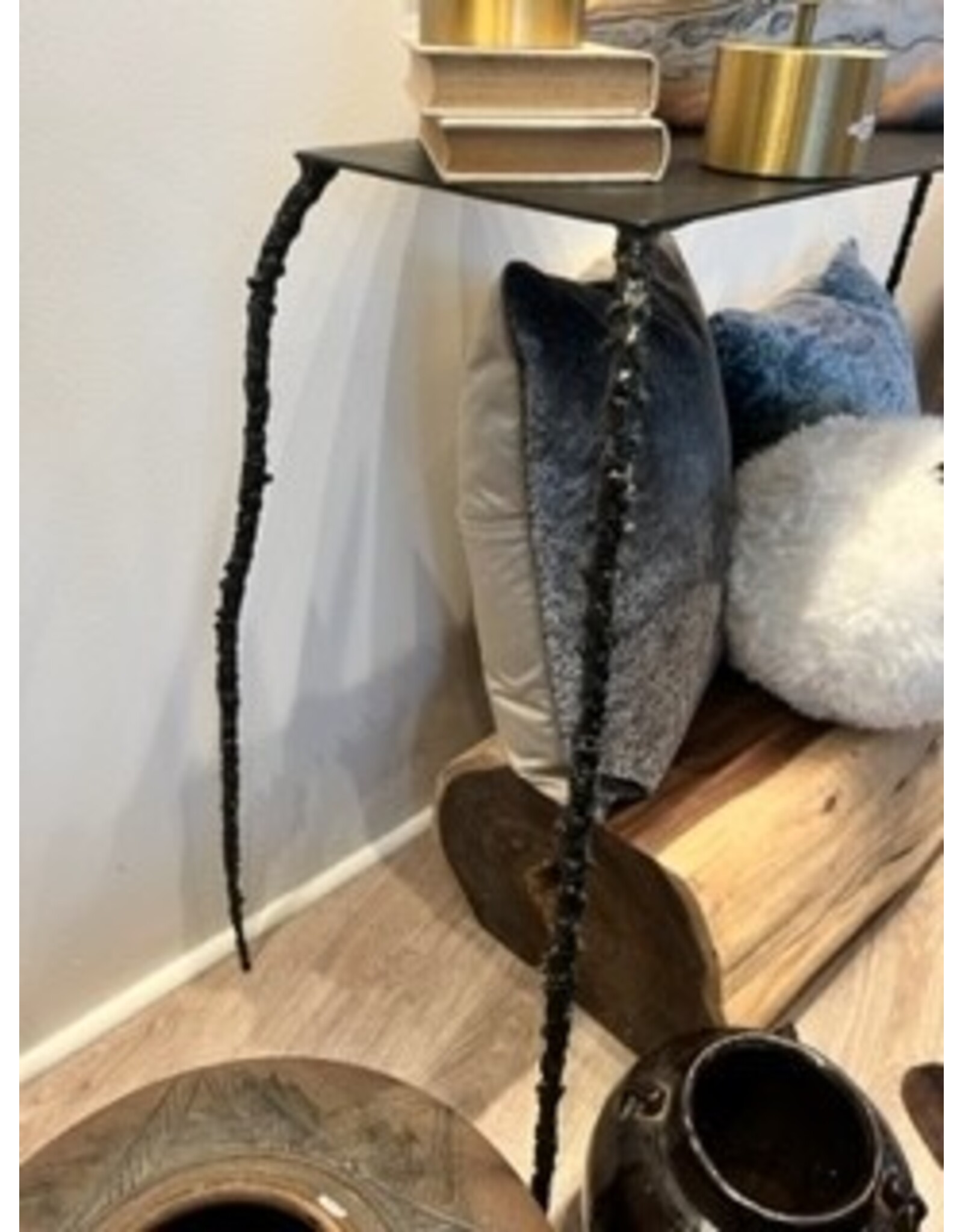 Gold Leaf Design Hand Forged Iron Sofa Table