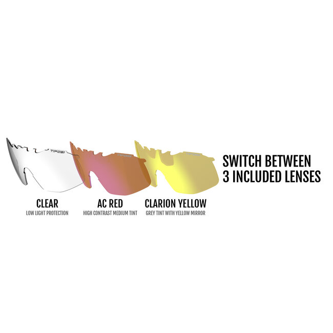 Tifosi Optics Tifosi Sledge, Crystal Red Interchangeable Sunglasses - Clarion Yellow/AC Red/Clear