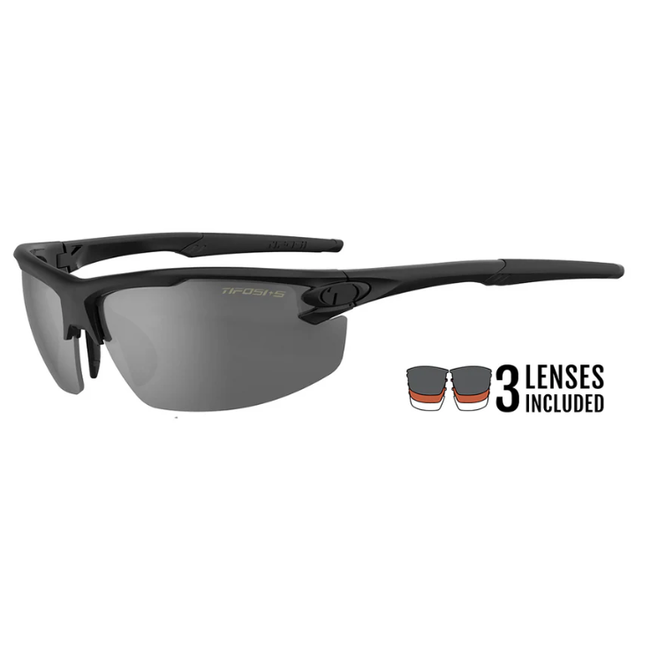Z87.1 Rivet, Blackout Interchangeable Sunglasses, Smoke/HC Red/Clear