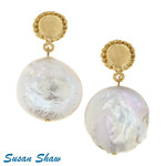 Susan Shaw Susan Shaw Gold Coin Pearl Drop Earring
