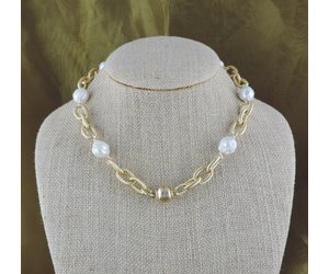 【HYERES LOR】22FW★ Baroque Pearl Necklace (Glasses Chain)L casuals-fairhope-16-gold-link-