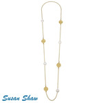 Susan Shaw Susan Shaw Long Gold Bee  Pearl Necklace