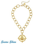 Susan Shaw Susan Shaw Gold Bee Pendant on Loop Chain Necklace