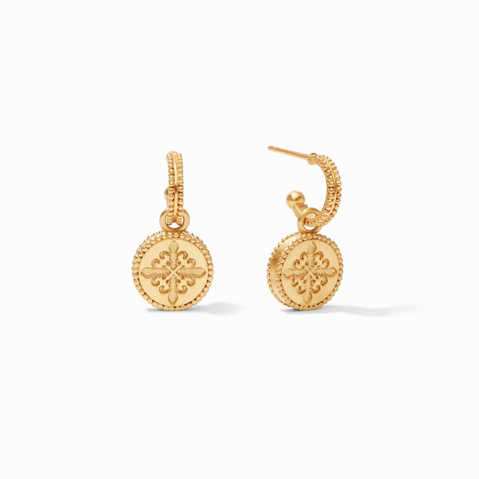 Julie Vos Julie Vos Fleur-de-Lis Hoop & Charm Earring - Iridescent Clear Crystal Reversible