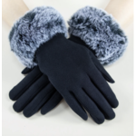 Casuals Fairhope Fur cuff gloves Black/White