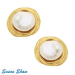 Susan Shaw Susan Shaw Gold Coin Pearl Earrings
