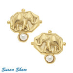 Susan Shaw Susan Shaw Elephant Intaglio Pearl Earrings