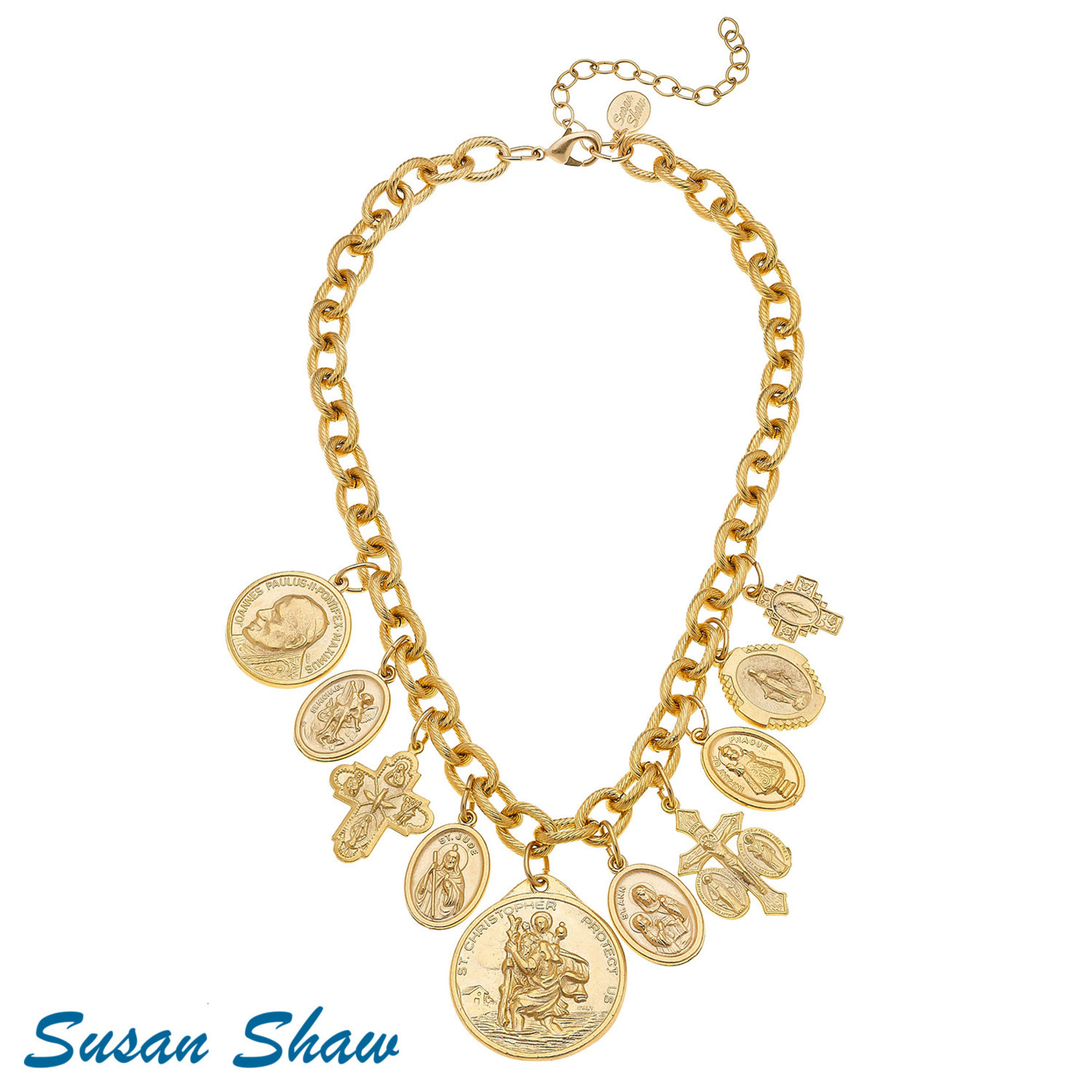 Susan Shaw Susan Shaw Gold Saints Charms Necklace