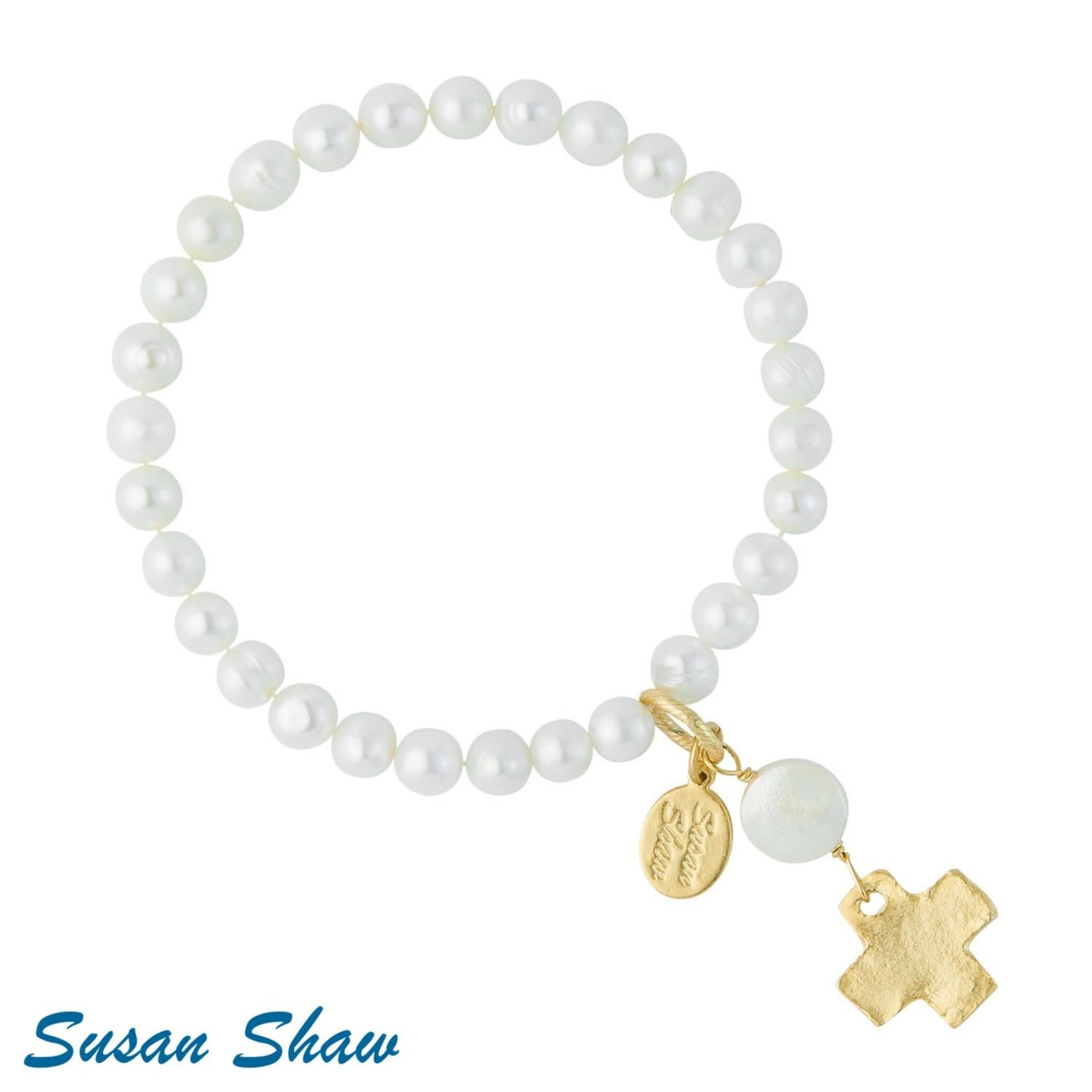 Susan Shaw Susan Shaw Pearl Cross Stretch Bracelet