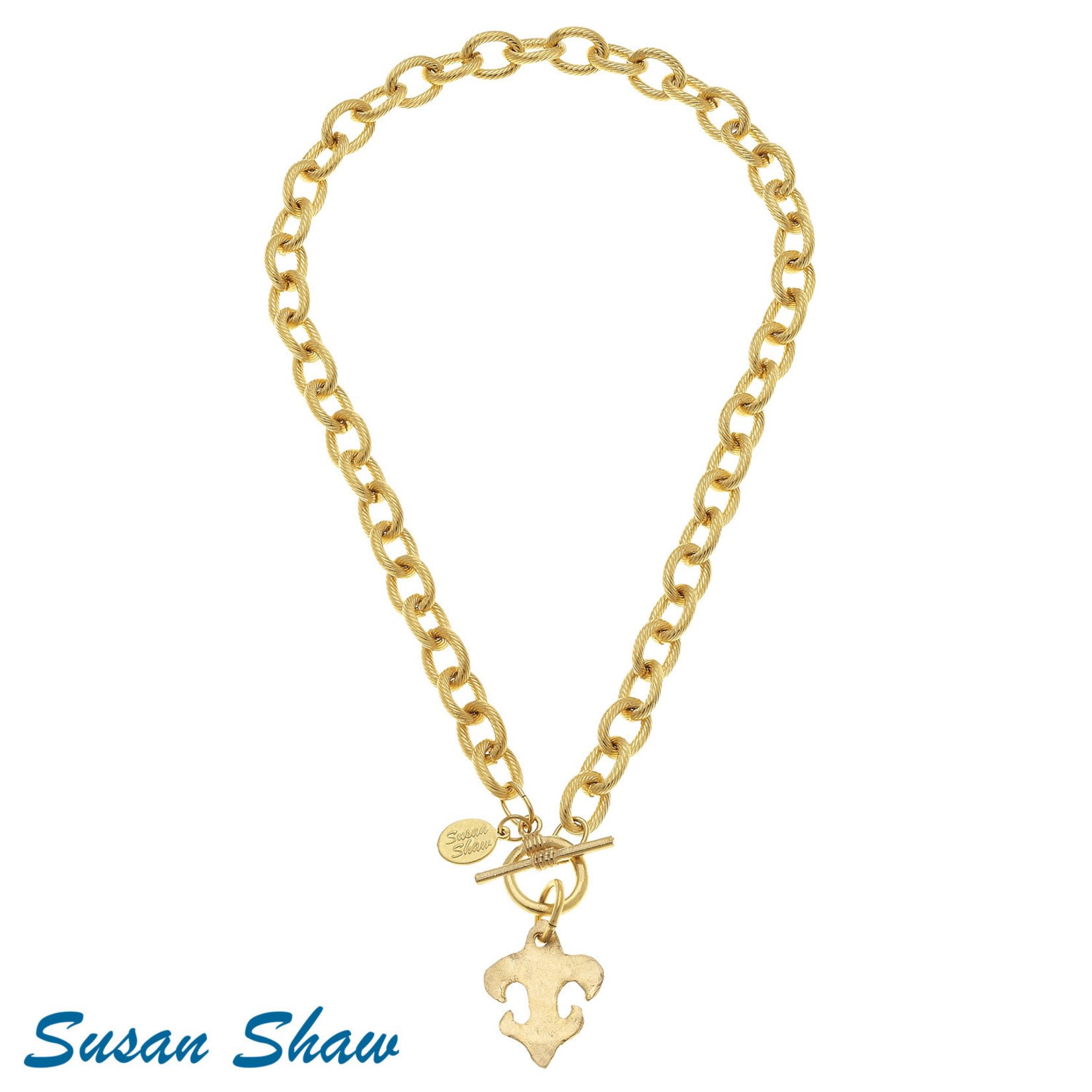 Susan Shaw Susan Shaw Gold Fleur de Lis Toggle Necklace