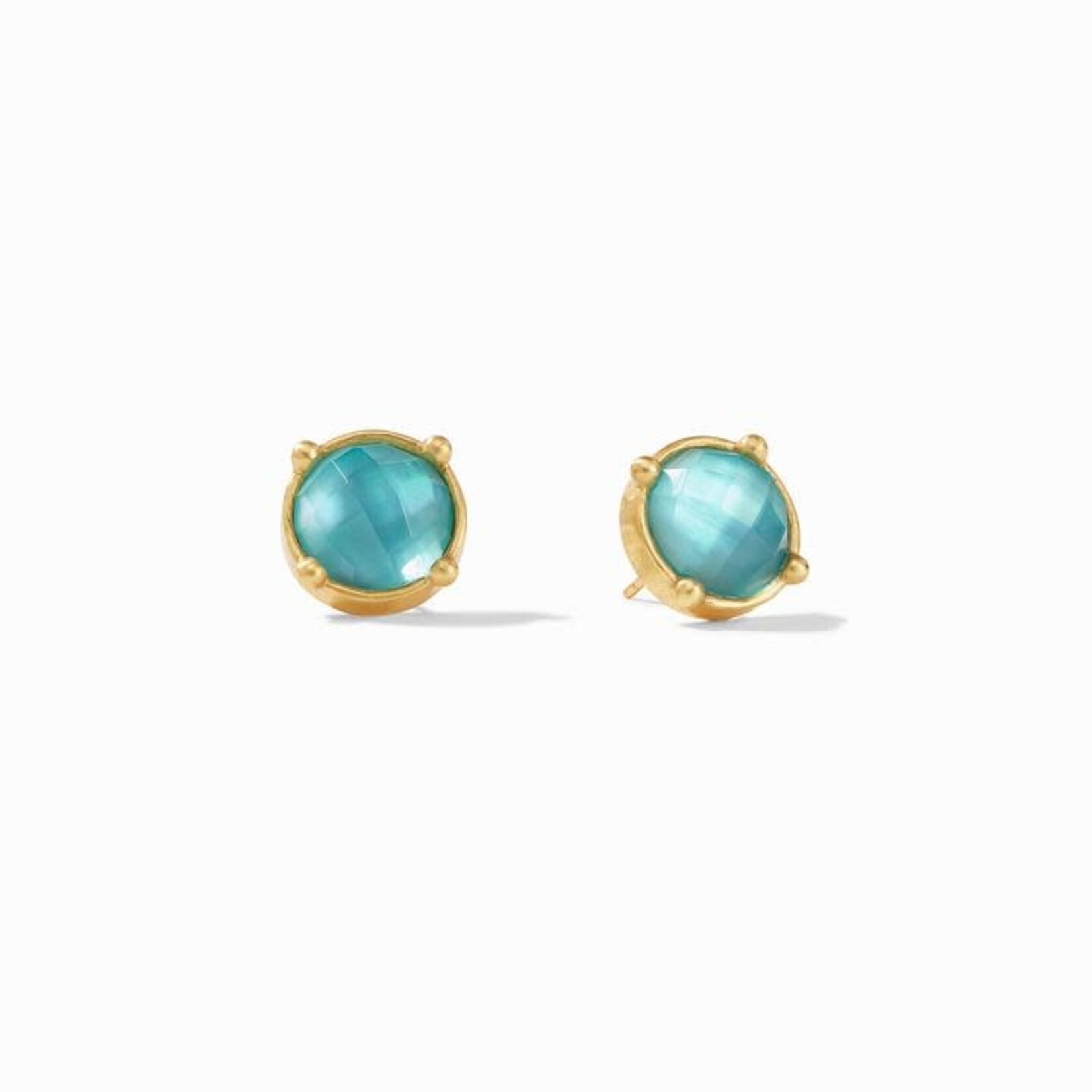 Julie Vos Julie Vos Honey Stud Gold Iridescent Chalcedony Blue