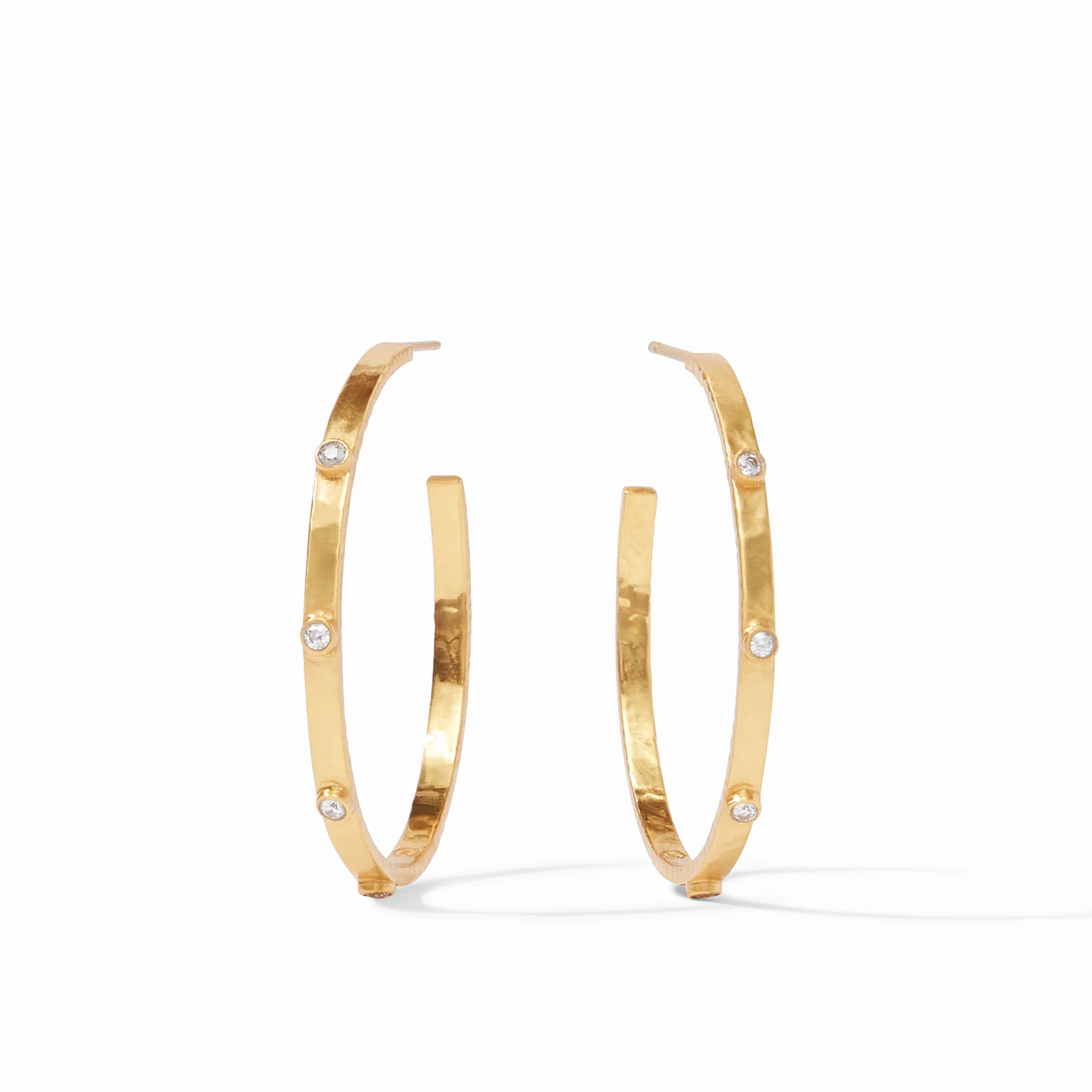Julie Vos Julie Vos Crescent Stone Hoop Gold CZ  - L