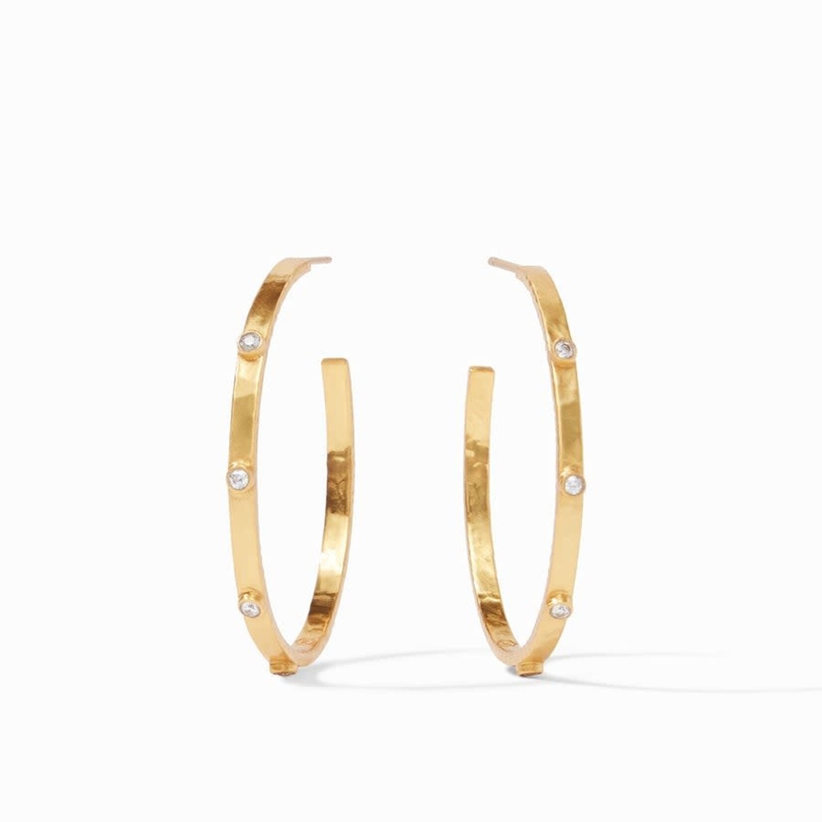 Julie Vos Julie Vos Crescent Stone Hoop Gold CZ  - L
