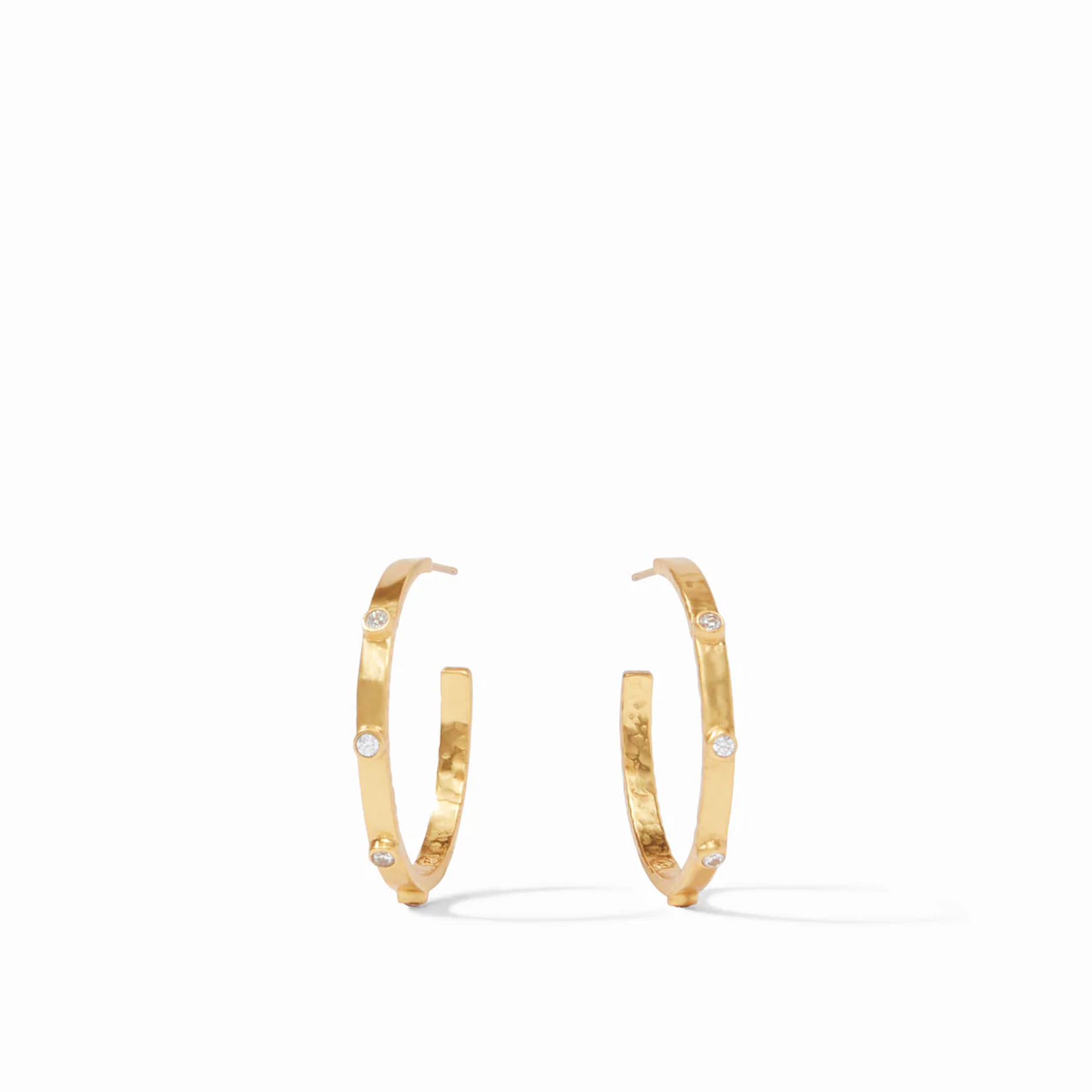 Julie Vos Julie Vos Crescent Stone Hoop Gold CZ  - L