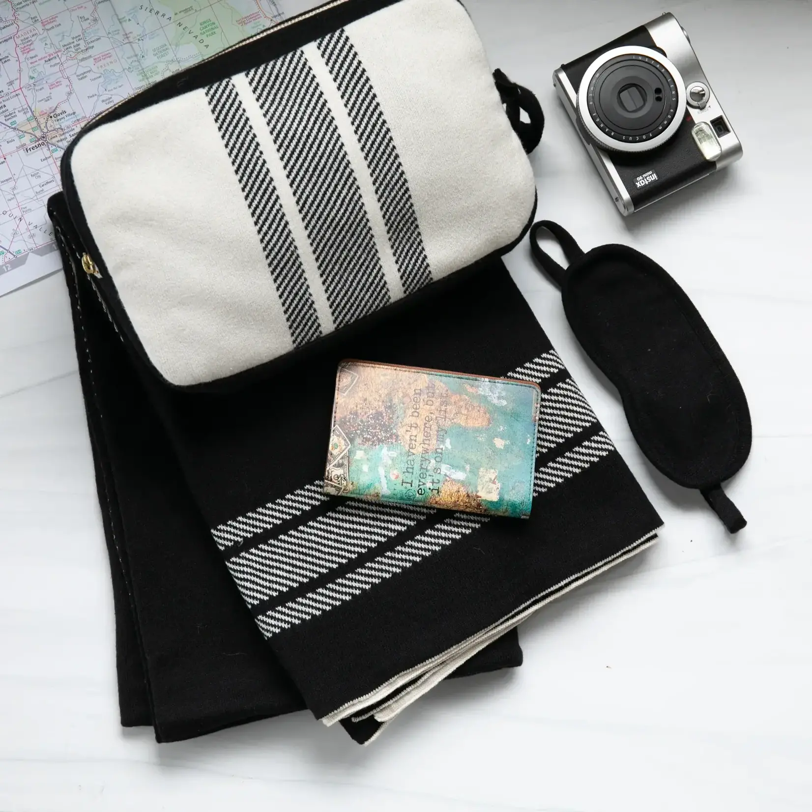 Pink Lemonade Stripes 3 pc Travel Set Black/Natural
