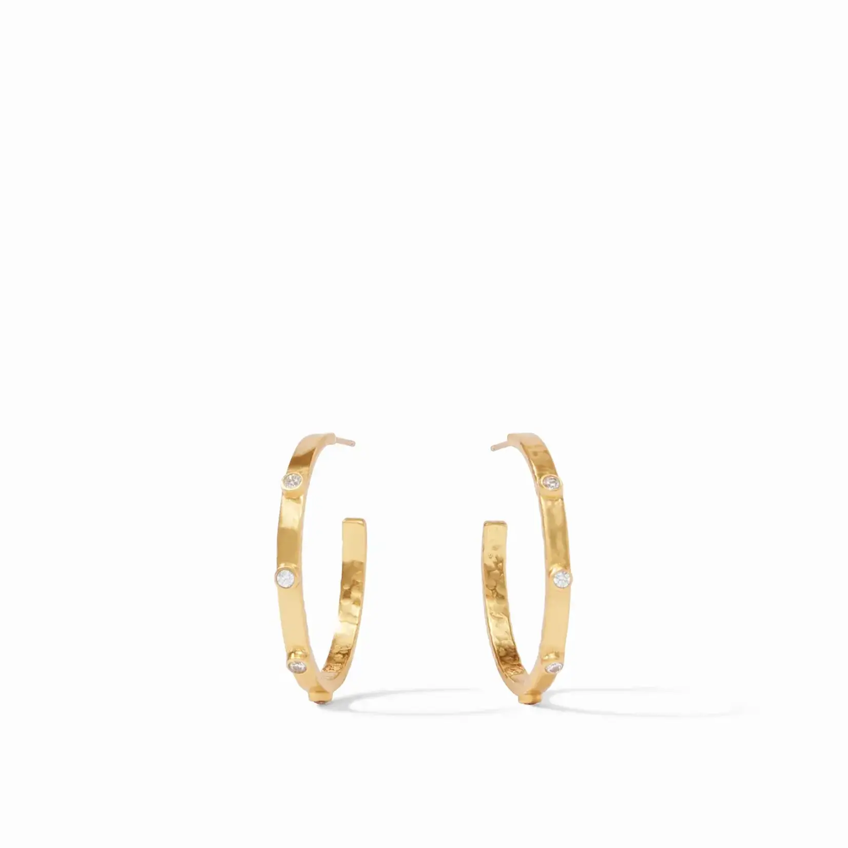 Julie Vos Julie Vos Crescent Stone Hoop Gold CZ  - M