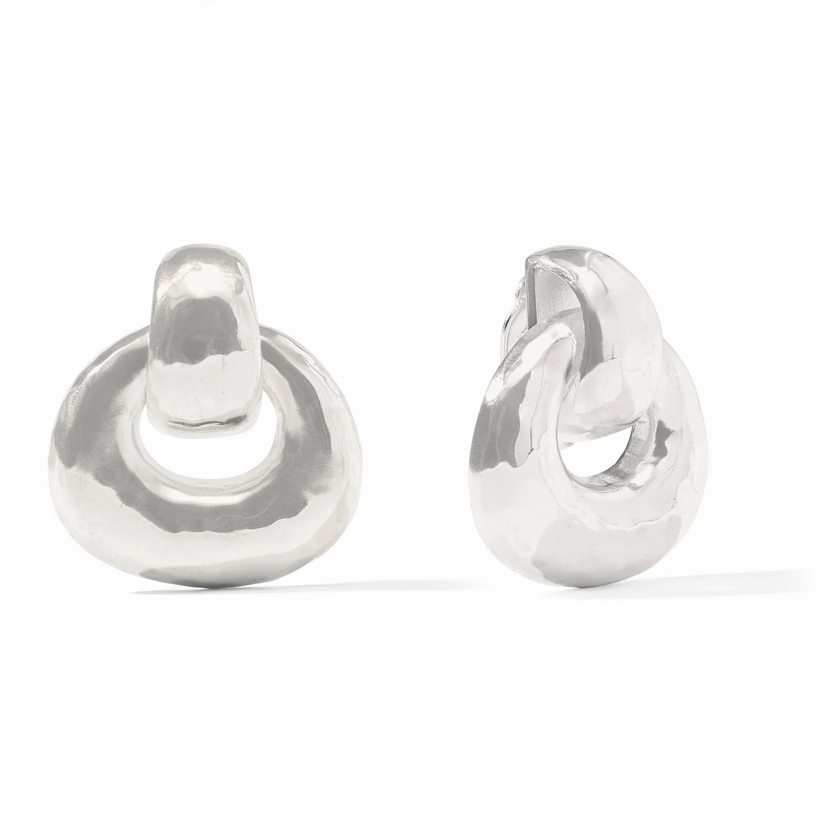 Julie Vos Julie Vos Avalon Doorknocker Silver Clip Earrings