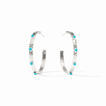 Julie Vos Jule Vos Crescent Stone Hoop -Silver/Turquoise  Medium