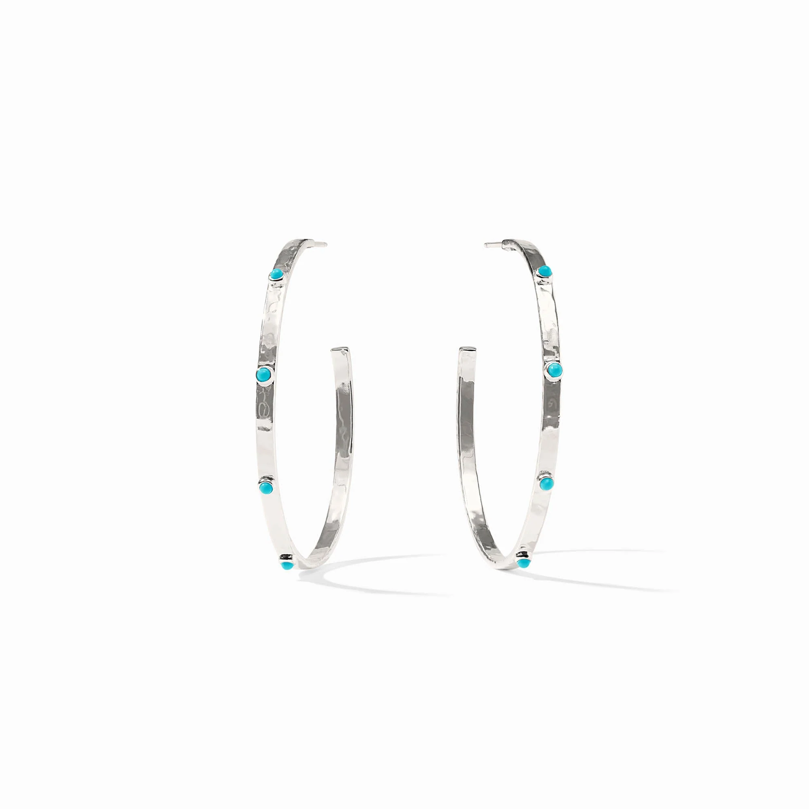 Julie Vos Jule Vos Crescent Stone Hoop -Silver/Turquoise  - Large