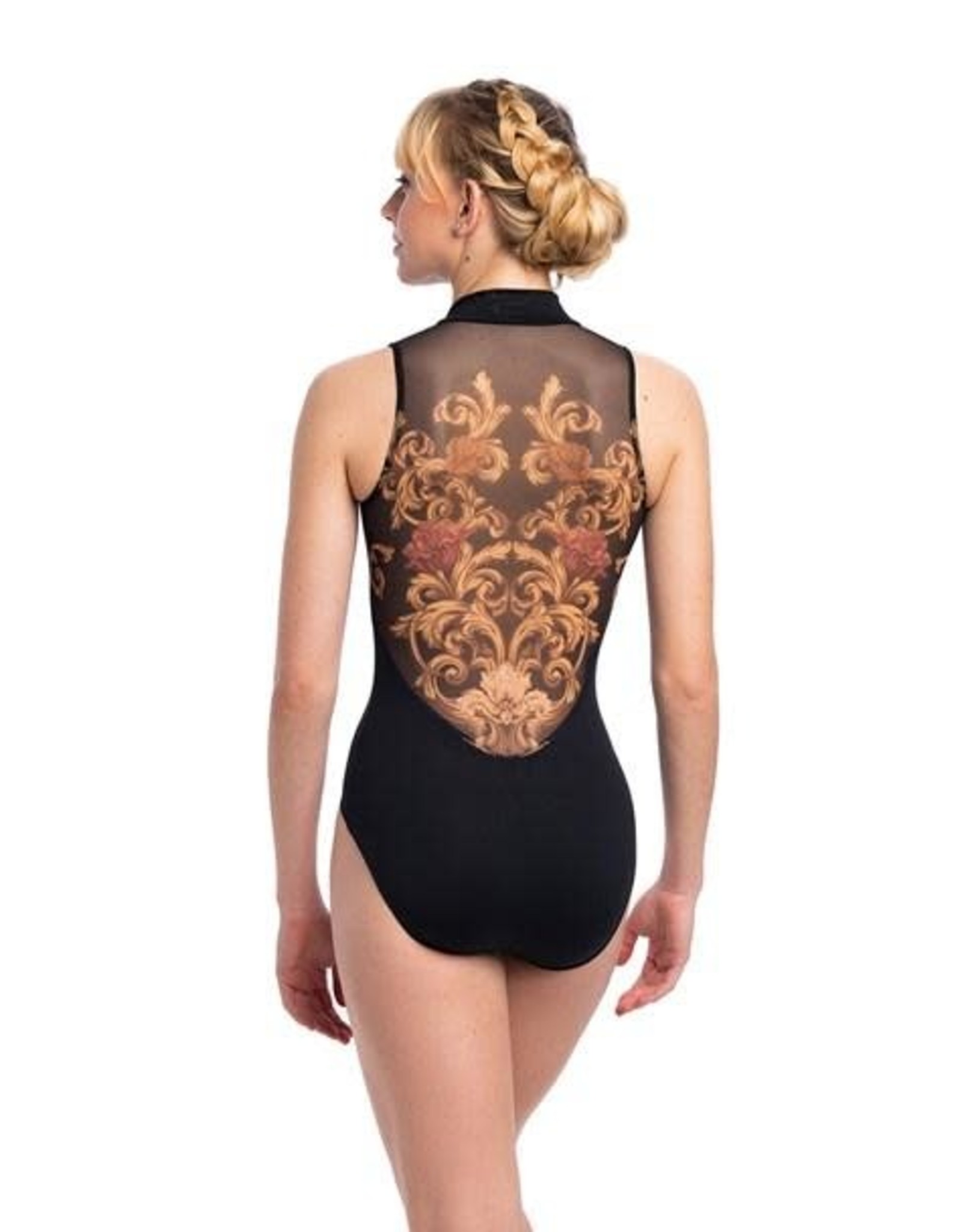 Ainsliewear Zip Front Leotard with Grand Elegance Print