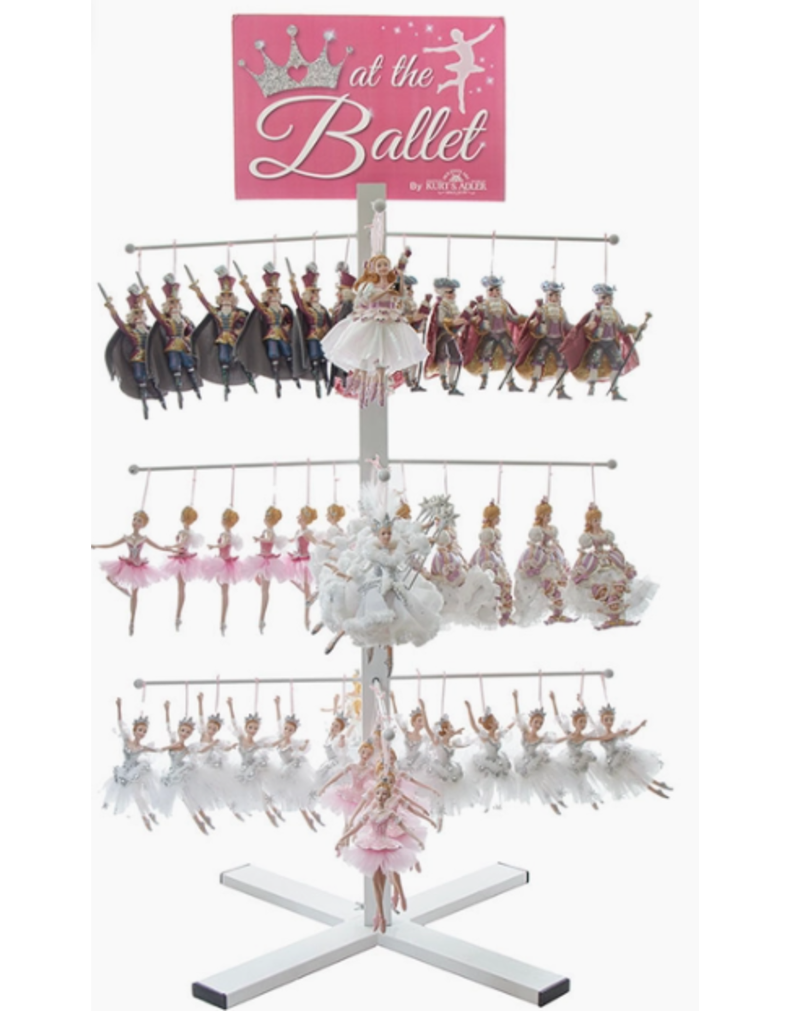 Kurt Adler Nutcracker Ballet Ornamentasstmt W/Rack 72P