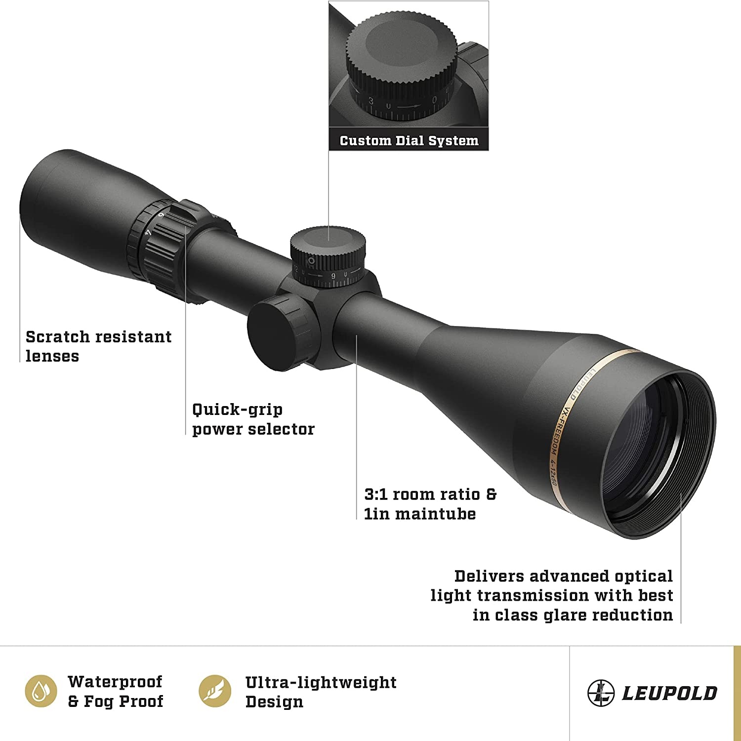 Leupold Leupold VX-Freedom CDS Matte Black 4-12x50 1" Tube Duplex Reticle