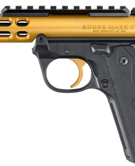 Ruger, Mark IV 22/45 Lite, 22 LR, 4.40" TB, 10+1, Black/Gold