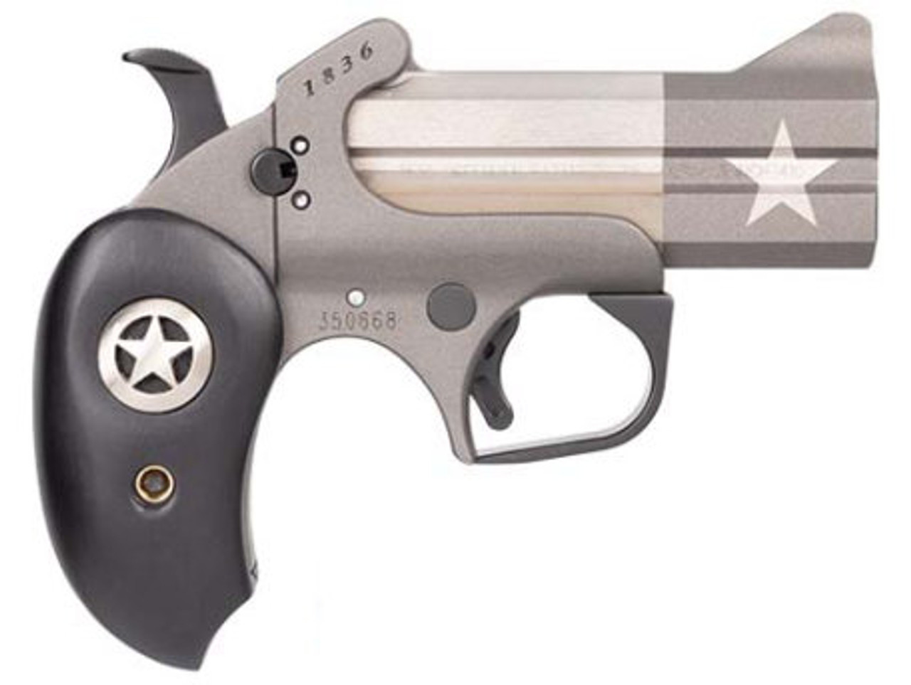 Bond Arms Bond Arms, 1836 Texas Independence, 45 Colt, 5.50", 2rd RD, Gray & Olive W/ Star, Black Ash Grips W/ Star Inlay
