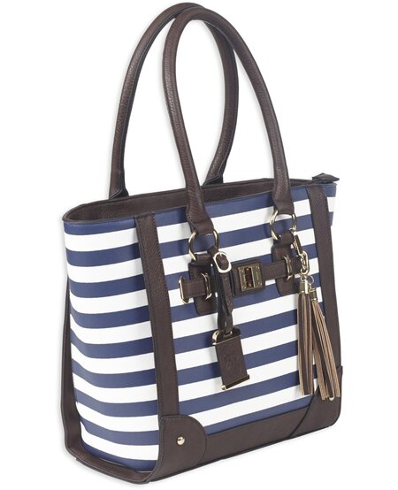 Bulldog, Concealed Carry Purse, Tote Style, Navy Stripe
