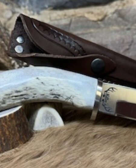 Silver Stag, Big Gamer Crown, 4", Gut Hook, Antler Handle