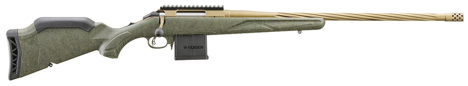 Ruger Ruger, American Ranch, Gen 2, 6MM ARC, 10+1, 22" FB/MB/TB, Burnt Bronze/Green Splatter
