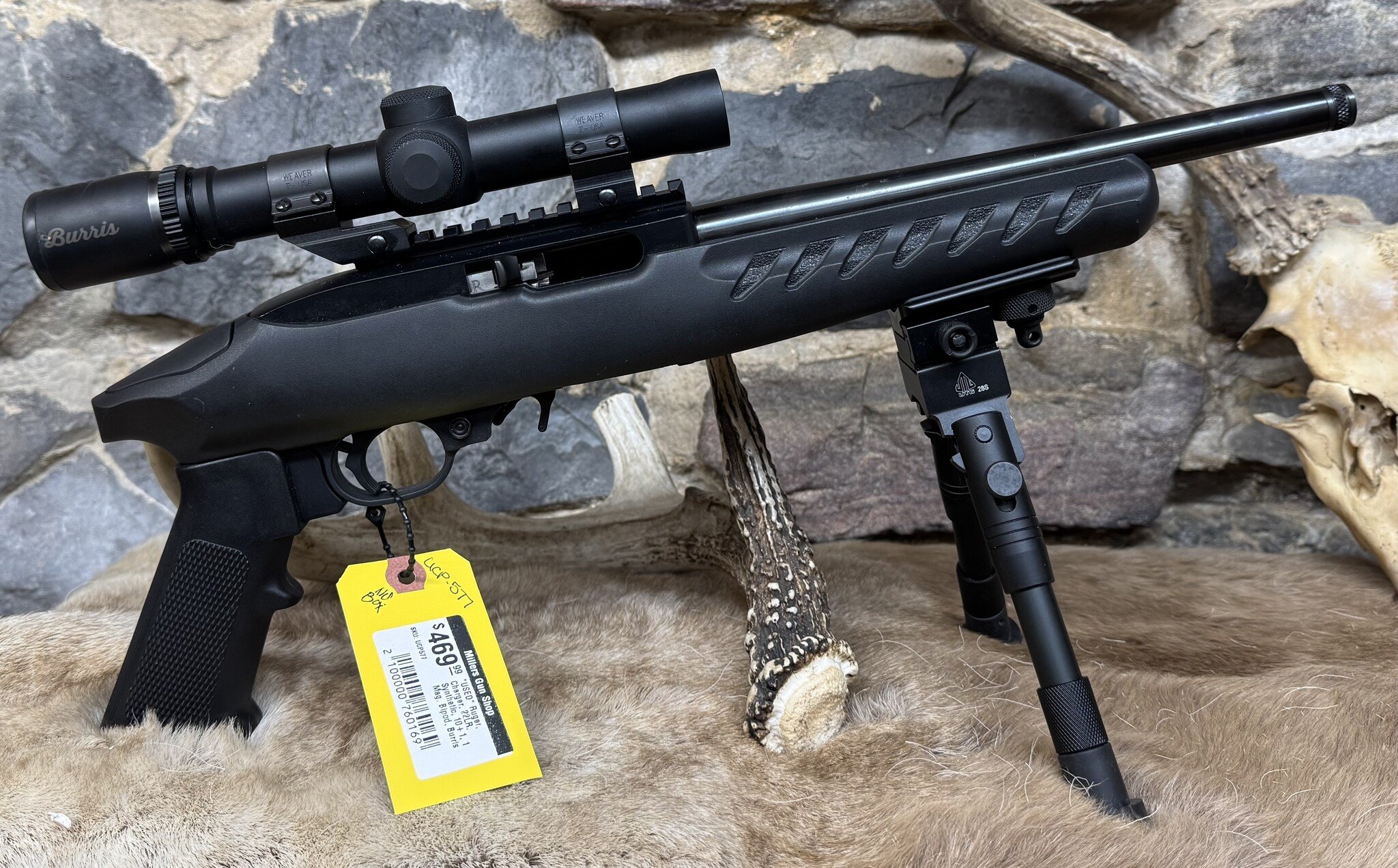Ruger *USED* Ruger, Charger, 22LR, Synthetic, 10+1, 1 Mag, Bipod, Burris 2.75X20