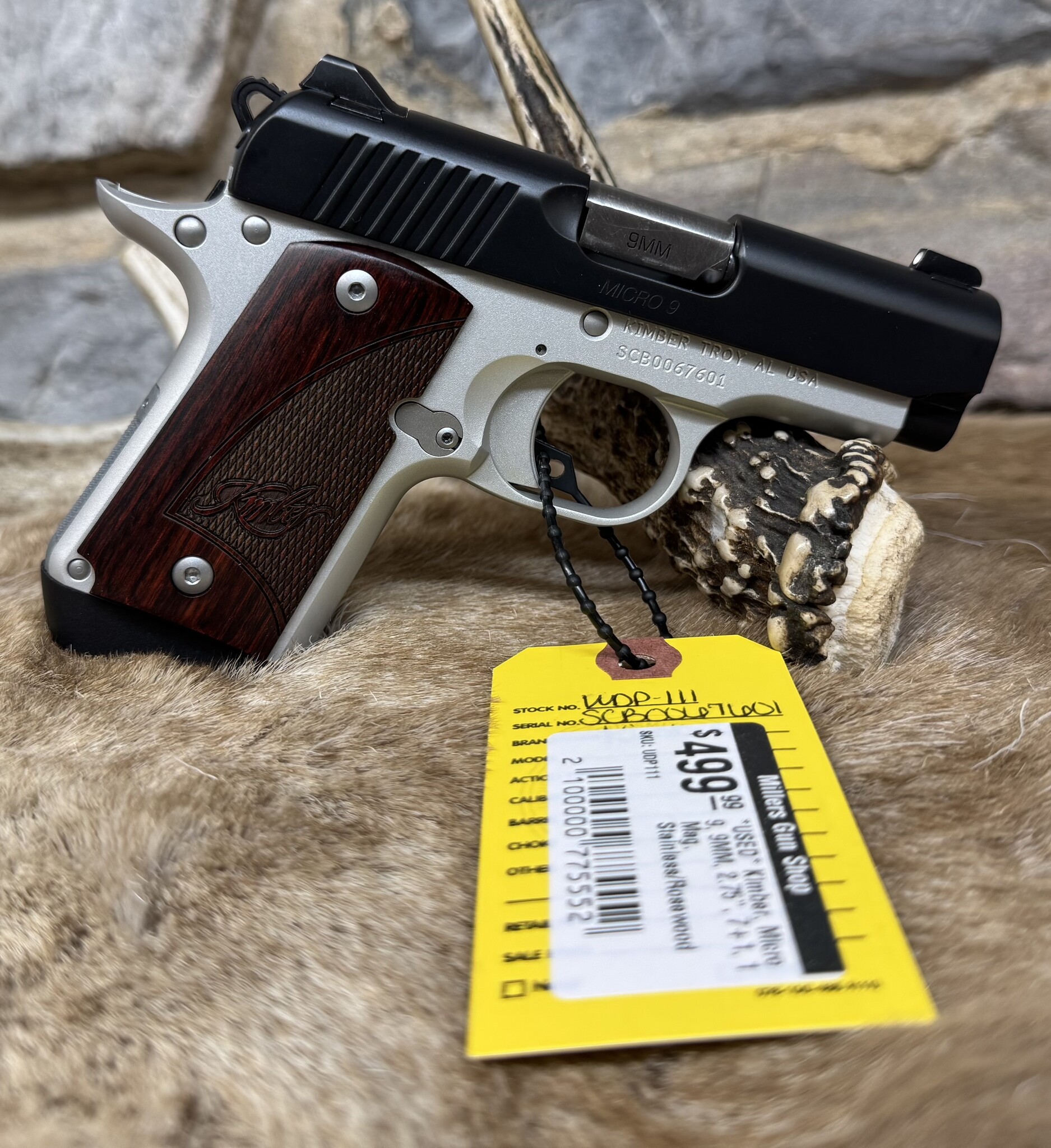 Kimber *USED* Kimber, Micro 9, 9MM, 3.15", 7+1, 1 Mag, Stainless/Rosewood