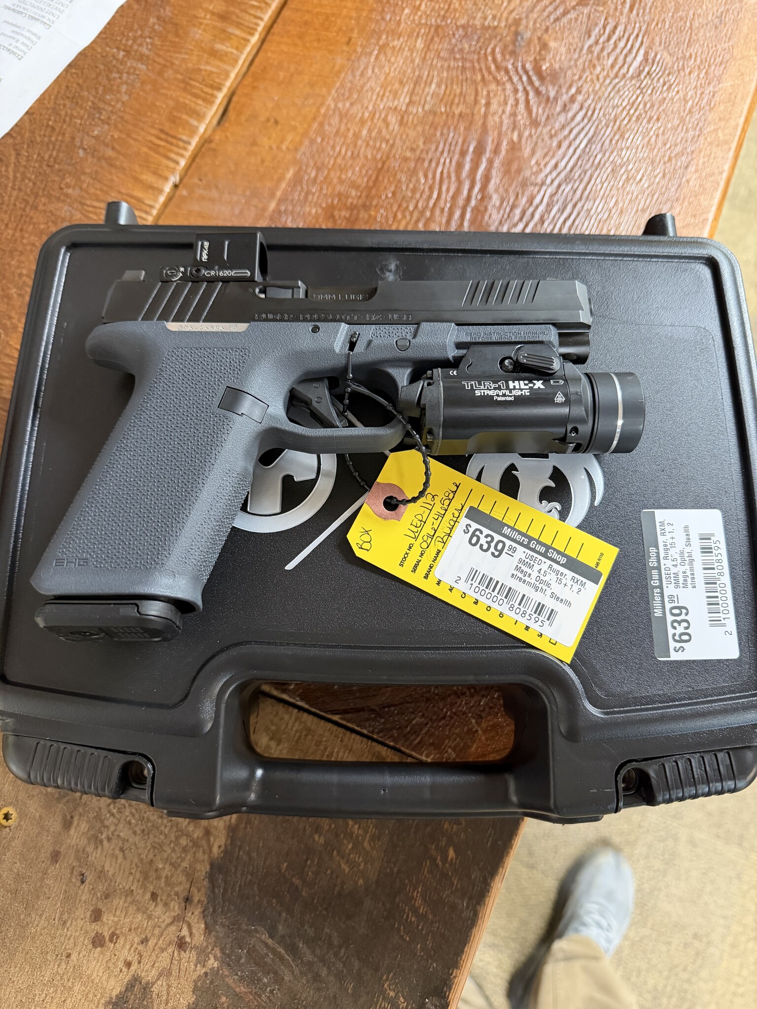 Ruger *USED* Ruger, RXM, 9MM, 4.5", 15+1, 2 Mags, Optic, streamlight, Stealth Gray