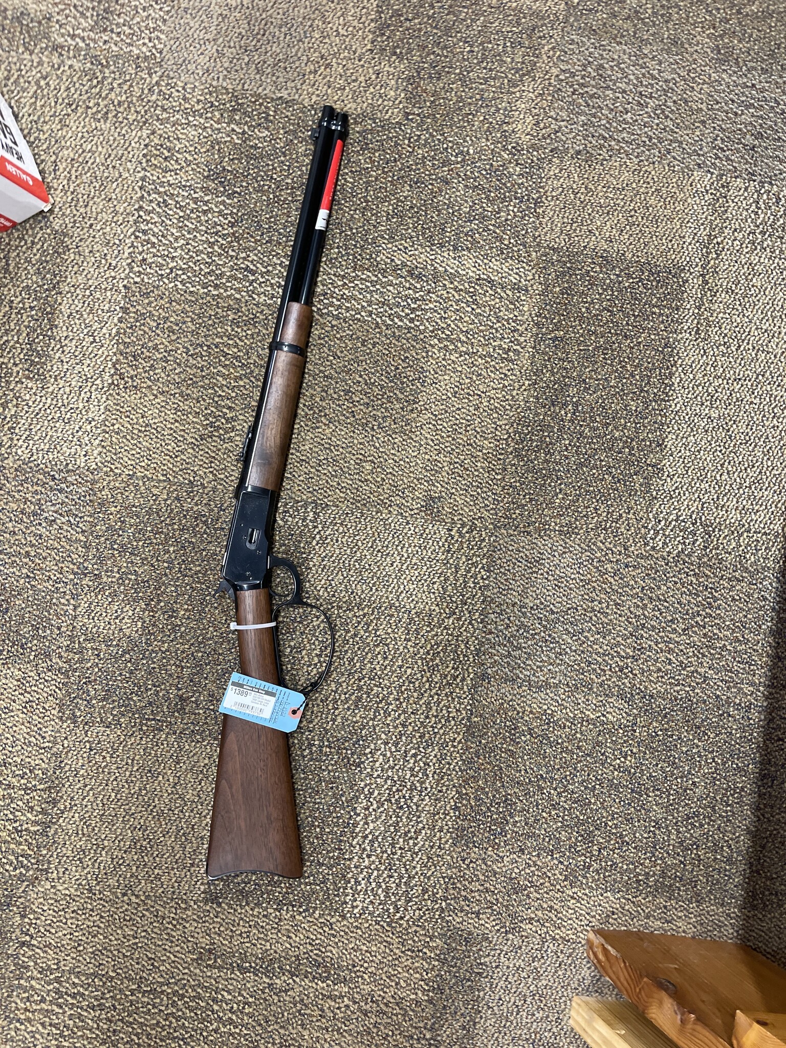 Winchester 534190124 Model 1892 Large Loop Carbine 44 Rem Mag 101 Cap 20 Brushed Polish Blued RecBarrel Satin Walnut Fixed Straight Grip Stock Right Hand Full Size